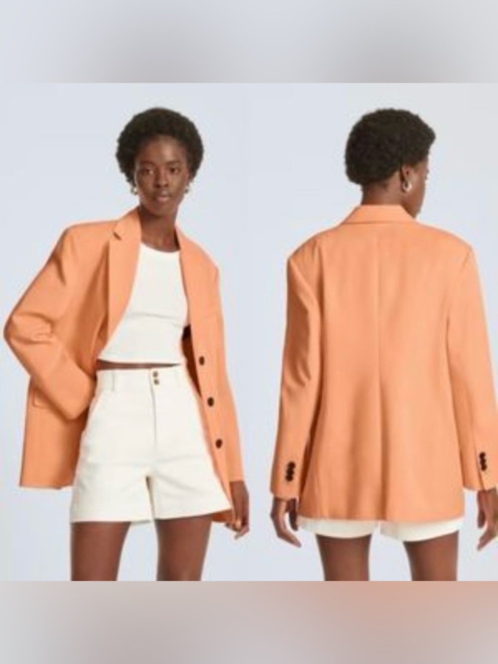 Everlane Peachy The 80’s Tencel Oversized Padded Shoulder Collared Blazer Jacket